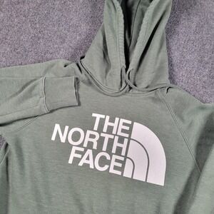 The North Face Hoodie Womens XS Green Fleece Pullover Logo Sweatshirt Raglan